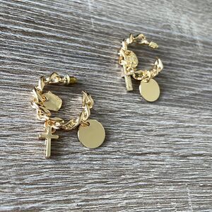 Anthropologie Gold Chain Hoop Earrings